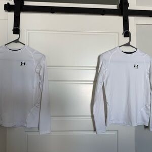 Under Armour White Performance Heat Gear Long Sleeves - set of two